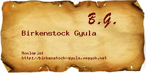 Birkenstock Gyula névjegykártya